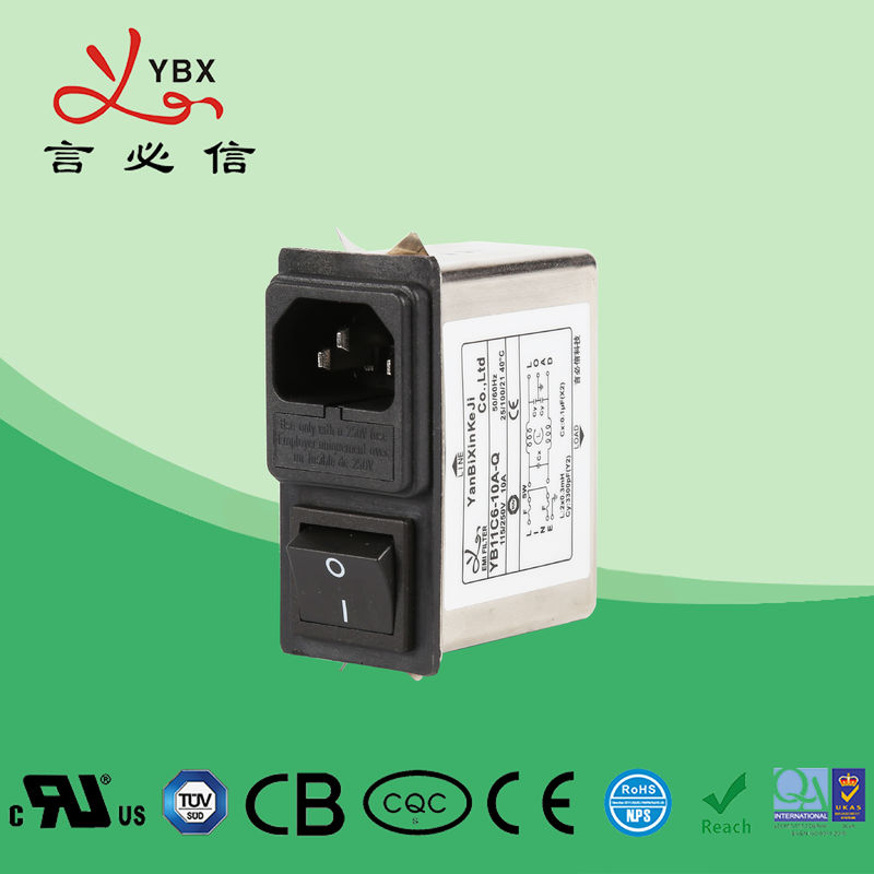 250VAC電気EMI力フィルター、テレビのためのIEC 320のソケットAC回線雑音フィルター
